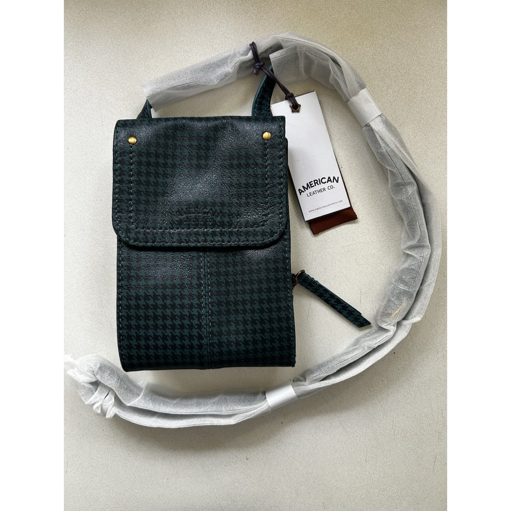 American Leather Co. Teal Check Kansas Crossbody NWT Cute Travel Purse Bag *$98*